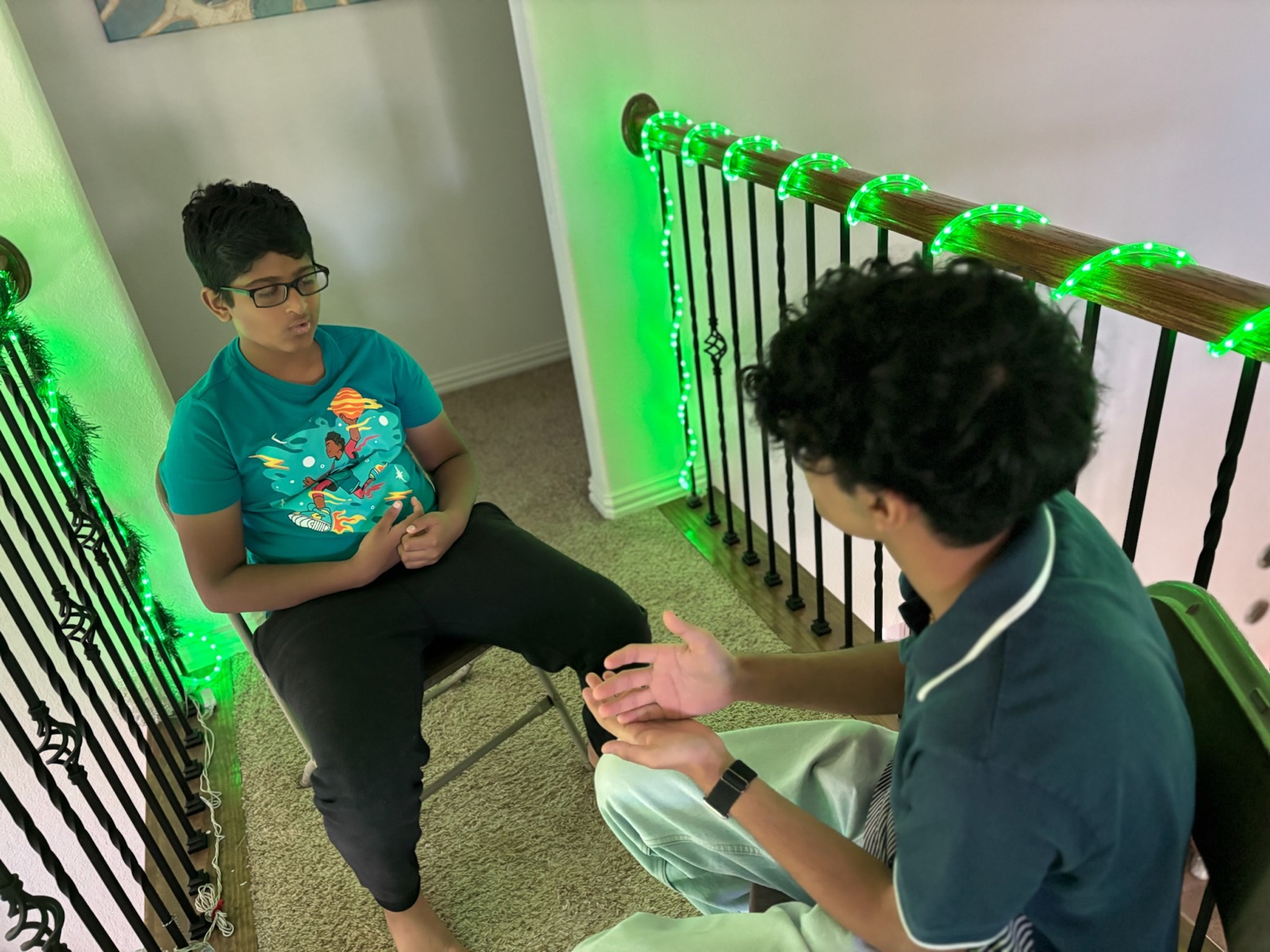 A student listening during a one-on-one conversation