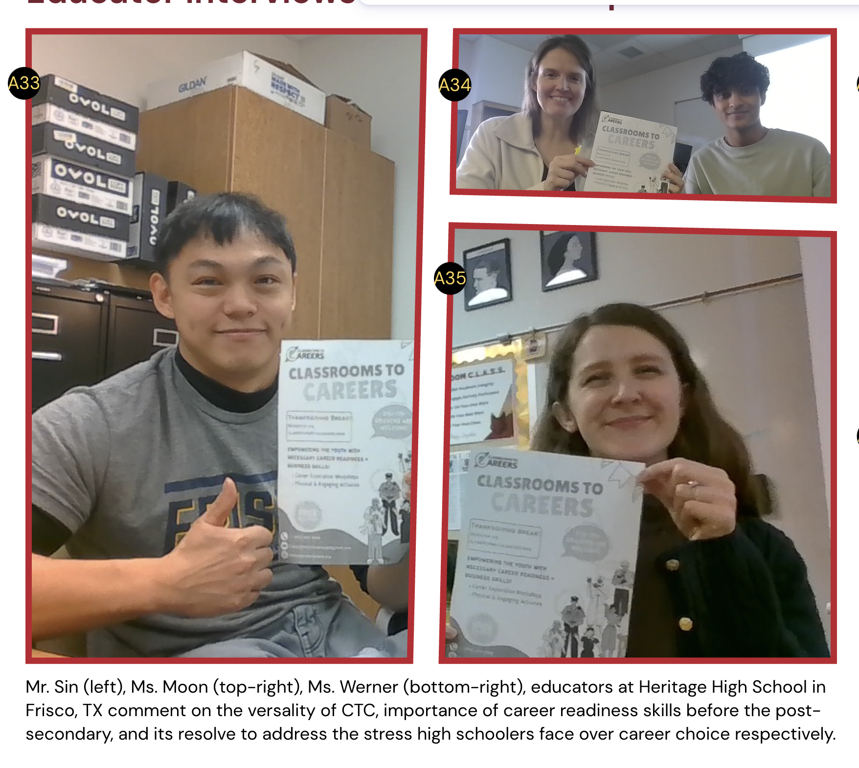 High school educators supporting Classrooms to Careers